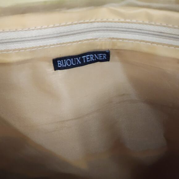 Bijoux Terner Tote Bag Green Canvas Geometrical Print Removable Shoulder Straps - Picture 7 of 11